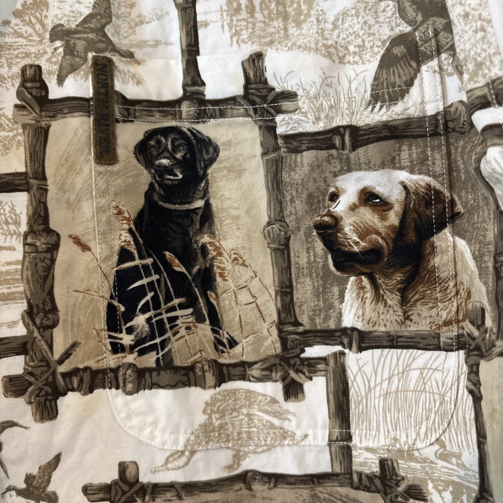 Vintage North River Outfitters Button Down Lab Bird Dog Hunting AOP Men's M - Picture 3 of 10
